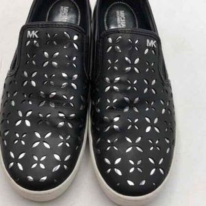 Michael Kors Womens Black Leather Round Toe Slip-On Sneaker Shoes Size 8.5